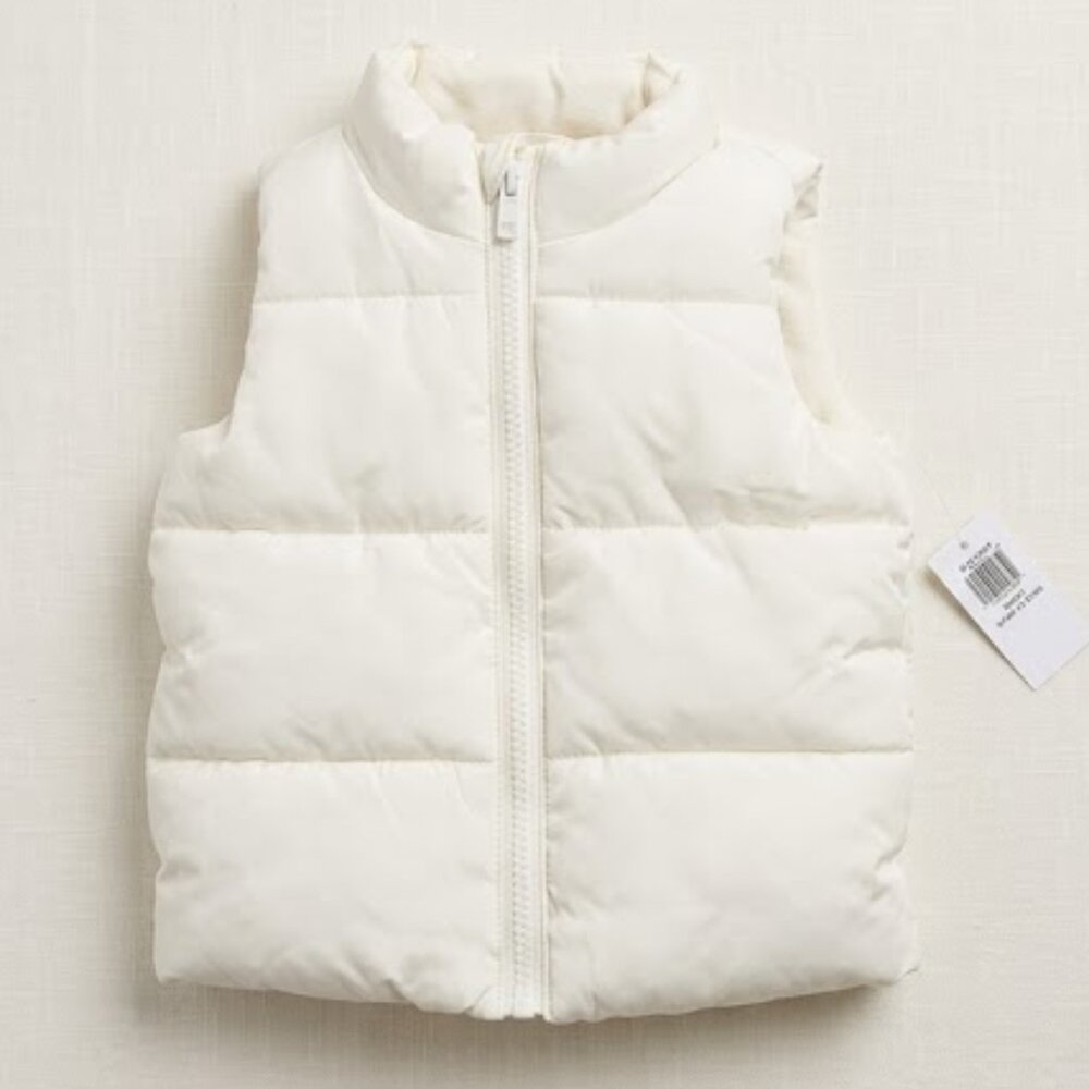 Puffer Vest Old Navy Ivory White Insulated Toddler Baby 6-12M